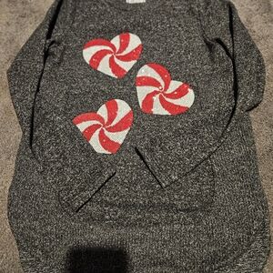 Charming Gray Sweater with Red Heart Design